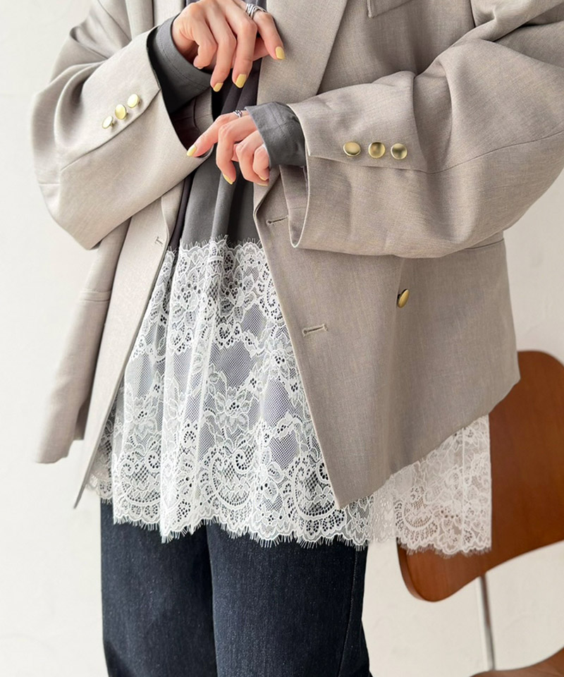 体型も美しくカバー。裾レースカットソードッキングTシャツ（ Classical Elf クラシカルエルフ ce1020364 | classicalelf | 16