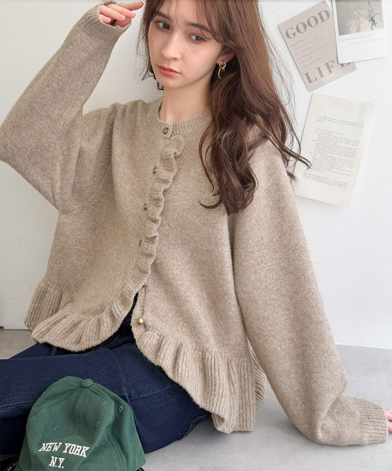フリルが彩る、ふわもちフリル金ボタンニットカーディガン Classical Elf クラシカルエルフ ce1020375 | classicalelf | 12