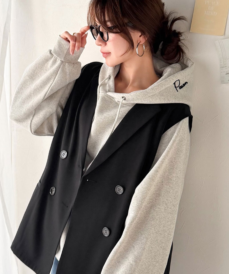 【 クラシカルエルフ classical elf 】 ベスト レディース おしゃれ トップス ジレ 上品 ダブルジャケット セレモニー 羽織る こなれ感 軽量 | classicalelf | 03