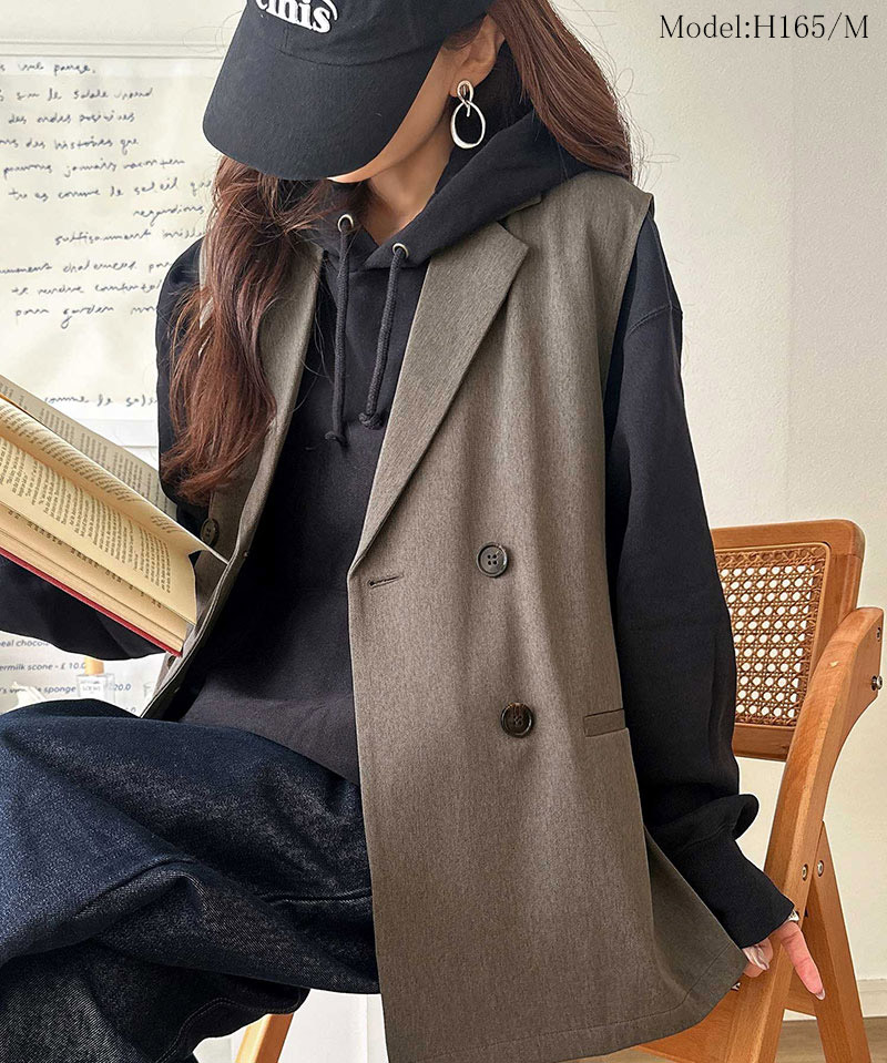 【 クラシカルエルフ classical elf 】 ベスト レディース おしゃれ トップス ジレ 上品 ダブルジャケット セレモニー 羽織る こなれ感 軽量 | classicalelf | 07