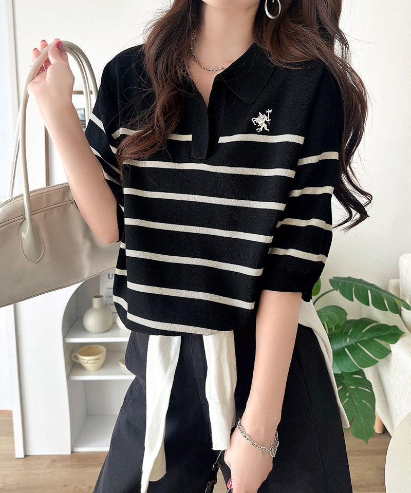 【 クラシカルエルフ classical elf 】 ニット レディース 5分袖 トップス  ポロニット プルオーバー | classicalelf | 06