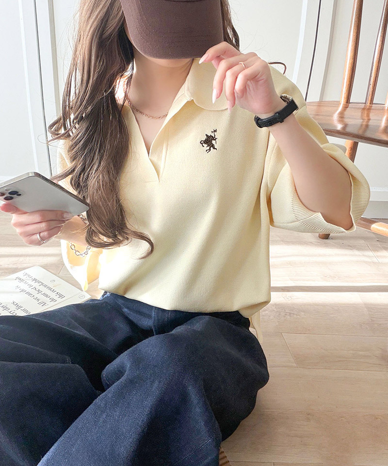 【 クラシカルエルフ classical elf 】 ニット レディース 5分袖 トップス  ポロニット プルオーバー | classicalelf | 09