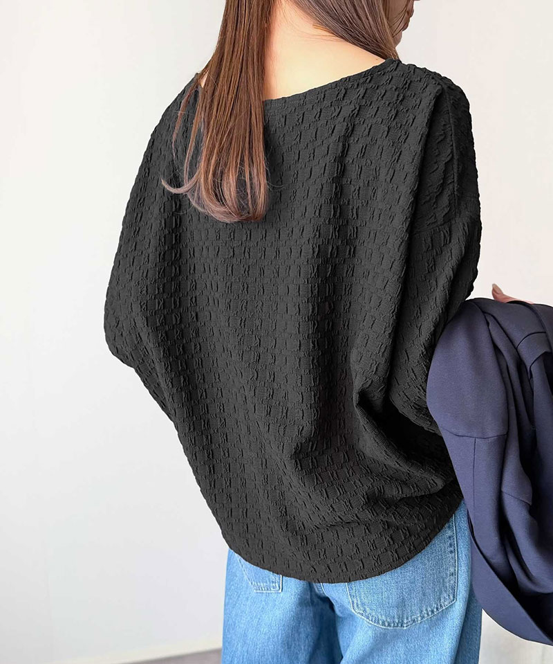 【 クラシカルエルフ classical elf 】 トップス カットソー 長袖 レディース きれいめ フクレジャガード プルオーバー リラックス こな ジャガード | classicalelf | 10