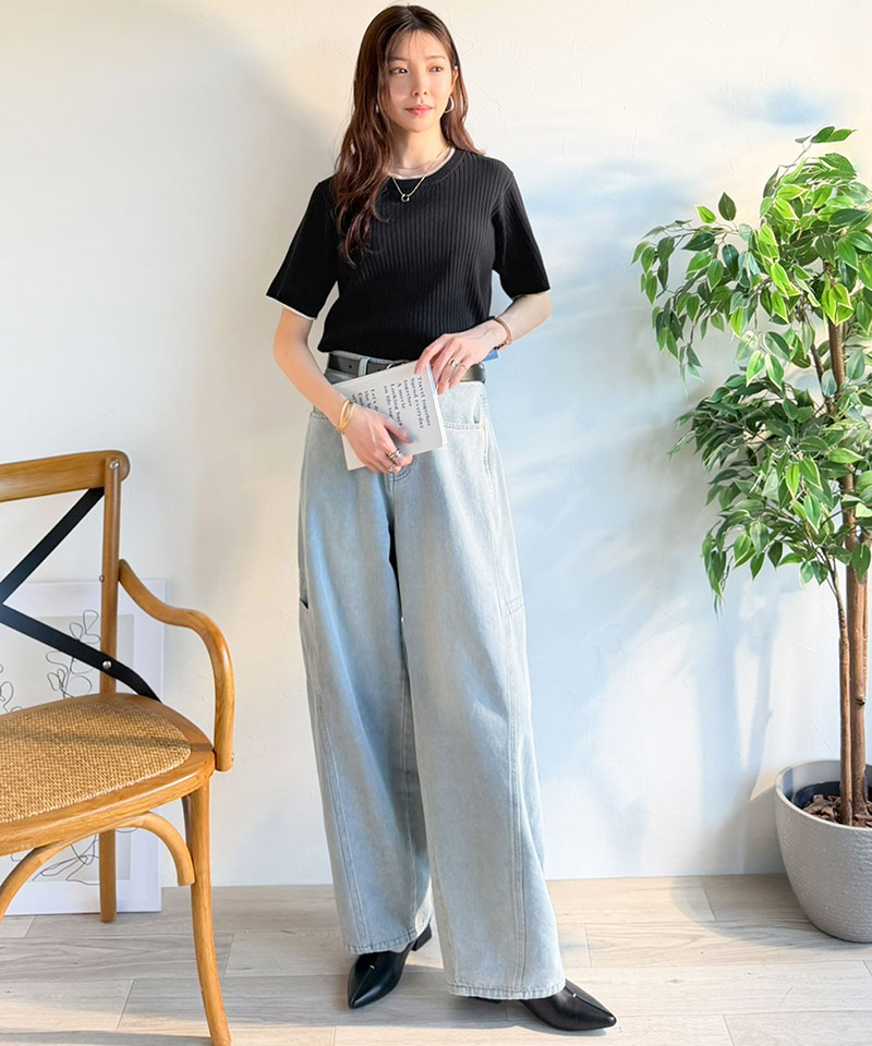 【 クラシカルエルフ classical elf 】 ニット レディース 半袖 トップス  リブニット 半袖 袖先 配色 着映え | classicalelf | 08