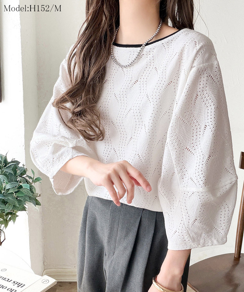 【 クラシカルエルフ classical elf 】 カットソー 七分袖 トップス レディース 配色 ジャガードトップス | classicalelf | 02