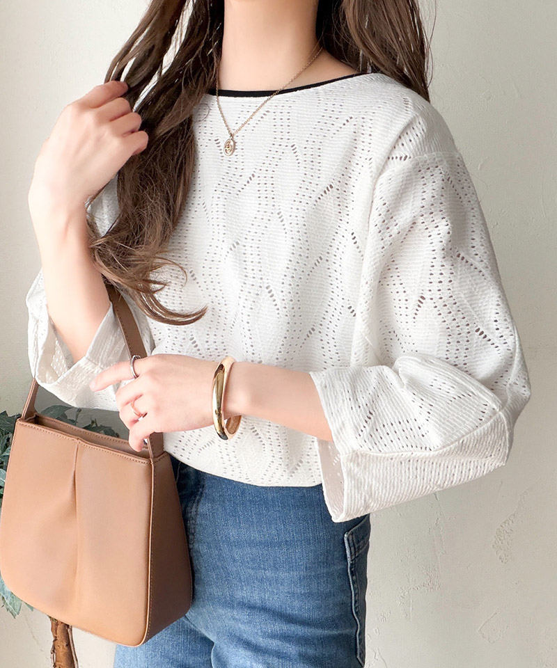 【 クラシカルエルフ classical elf 】 カットソー 七分袖 トップス レディース 配色 ジャガードトップス | classicalelf | 03