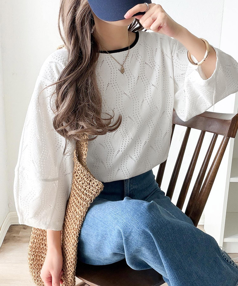 【 クラシカルエルフ classical elf 】 カットソー 七分袖 トップス レディース 配色 ジャガードトップス | classicalelf | 04