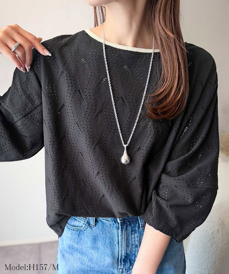 【 クラシカルエルフ classical elf 】 カットソー 七分袖 トップス レディース 配色 ジャガードトップス | classicalelf | 08