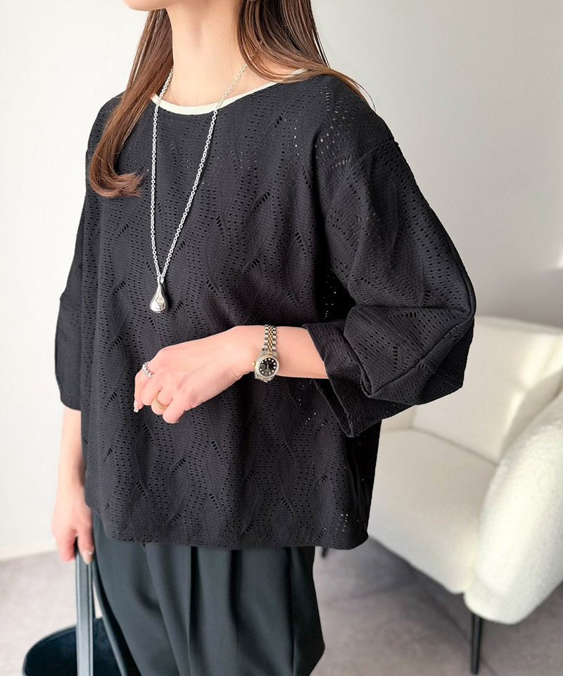 【 クラシカルエルフ classical elf 】 カットソー 七分袖 トップス レディース 配色 ジャガードトップス | classicalelf | 11