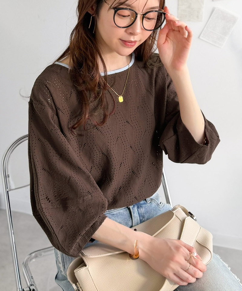 【 クラシカルエルフ classical elf 】 カットソー 七分袖 トップス レディース 配色 ジャガードトップス | classicalelf | 14