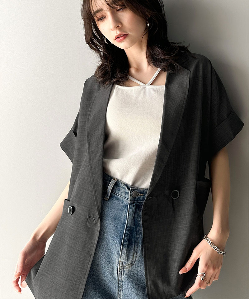 classicalelf アウター ジャケット レディース 麻調 シアー ドルマン