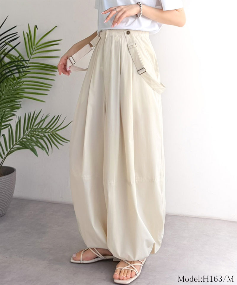 【 クラシカルエルフ classical elf 】【撥水・UVカット・イージーケア機能付き】ボトムス パンツ レディース サスペンダー 付き ボリュームパンツ | classicalelf | 02