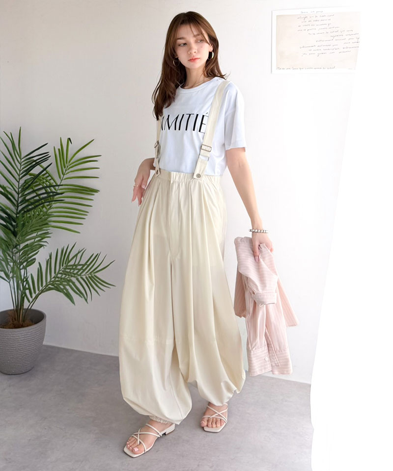 【 クラシカルエルフ classical elf 】【撥水・UVカット・イージーケア機能付き】ボトムス パンツ レディース サスペンダー 付き ボリュームパンツ | classicalelf | 03