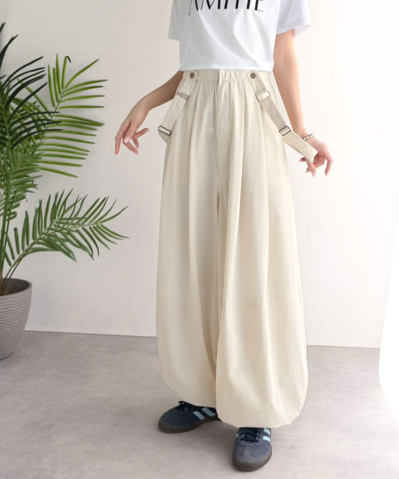 【 クラシカルエルフ classical elf 】【撥水・UVカット・イージーケア機能付き】ボトムス パンツ レディース サスペンダー 付き ボリュームパンツ | classicalelf | 04