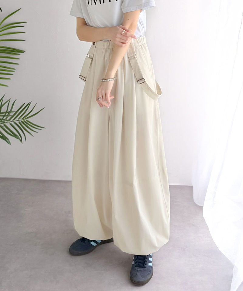 【 クラシカルエルフ classical elf 】【撥水・UVカット・イージーケア機能付き】ボトムス パンツ レディース サスペンダー 付き ボリュームパンツ | classicalelf | 05