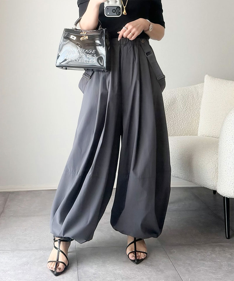 【 クラシカルエルフ classical elf 】【撥水・UVカット・イージーケア機能付き】ボトムス パンツ レディース サスペンダー 付き ボリュームパンツ | classicalelf | 13