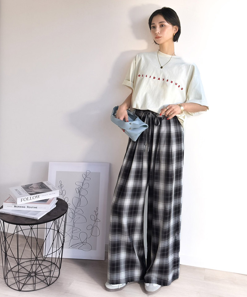 【 クラシカルエルフ classical elf 】 ボトムス レディース 春 パンツ オンブレチェック柄 ワイドパンツ イージーパンツ リラクシー ワイド | classicalelf | 03