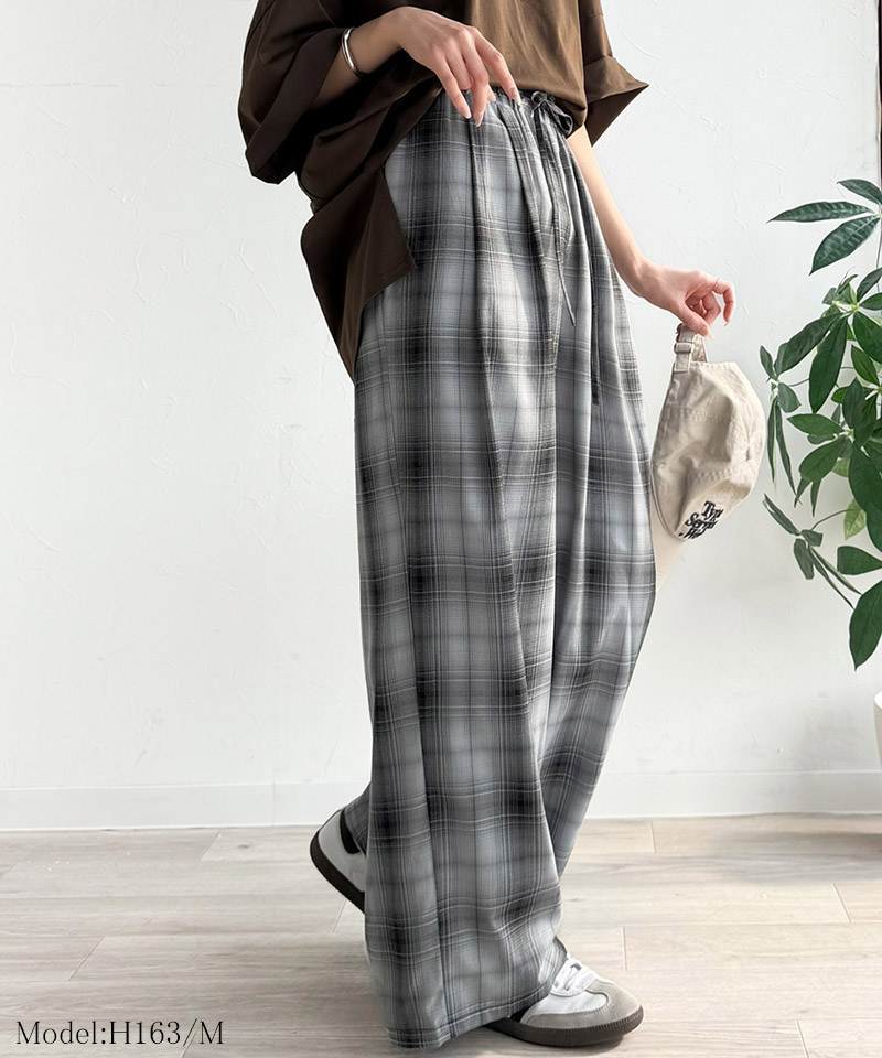 【 クラシカルエルフ classical elf 】 ボトムス レディース 春 パンツ オンブレチェック柄 ワイドパンツ イージーパンツ リラクシー ワイド | classicalelf | 05