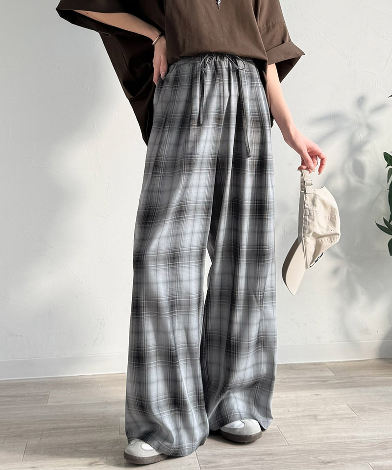 【 クラシカルエルフ classical elf 】 ボトムス レディース 春 パンツ オンブレチェック柄 ワイドパンツ イージーパンツ リラクシー ワイド | classicalelf | 06
