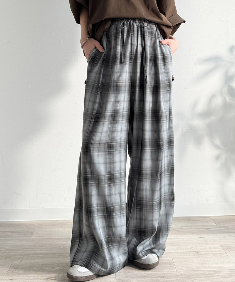 【 クラシカルエルフ classical elf 】 ボトムス レディース 春 パンツ オンブレチェック柄 ワイドパンツ イージーパンツ リラクシー ワイド | classicalelf | 07
