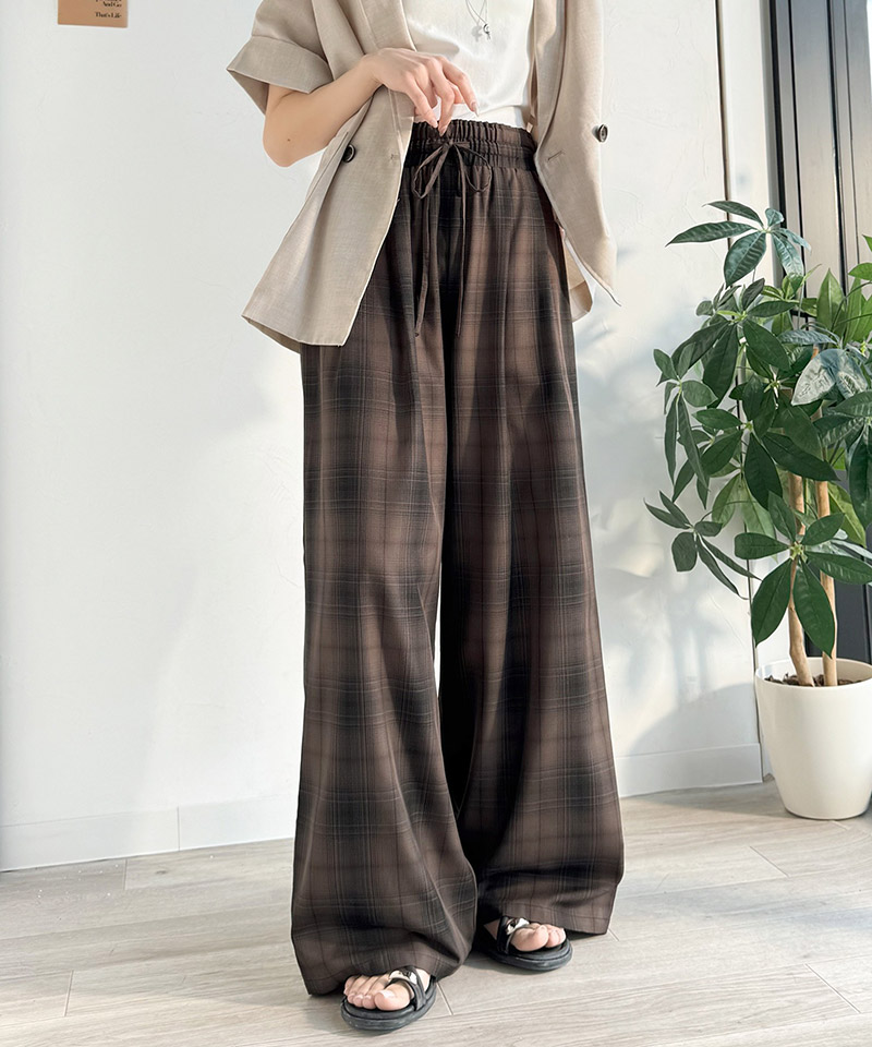 【 クラシカルエルフ classical elf 】 ボトムス レディース 春 パンツ オンブレチェック柄 ワイドパンツ イージーパンツ リラクシー ワイド | classicalelf | 09