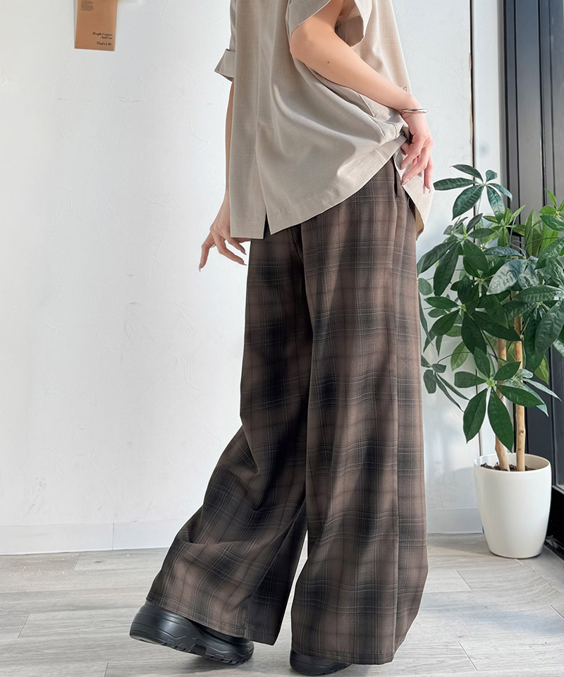 【 クラシカルエルフ classical elf 】 ボトムス レディース 春 パンツ オンブレチェック柄 ワイドパンツ イージーパンツ リラクシー ワイド | classicalelf | 10