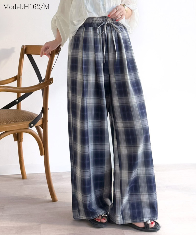 【 クラシカルエルフ classical elf 】 ボトムス レディース 春 パンツ オンブレチェック柄 ワイドパンツ イージーパンツ リラクシー ワイド | classicalelf | 12