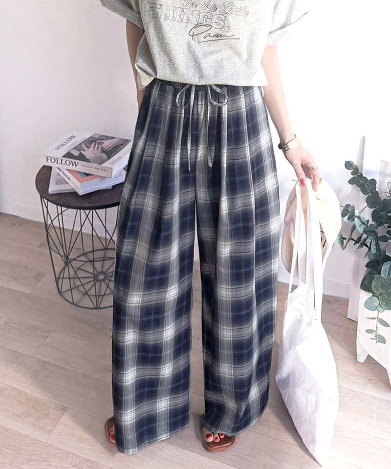 【 クラシカルエルフ classical elf 】 ボトムス レディース 春 パンツ オンブレチェック柄 ワイドパンツ イージーパンツ リラクシー ワイド | classicalelf | 14