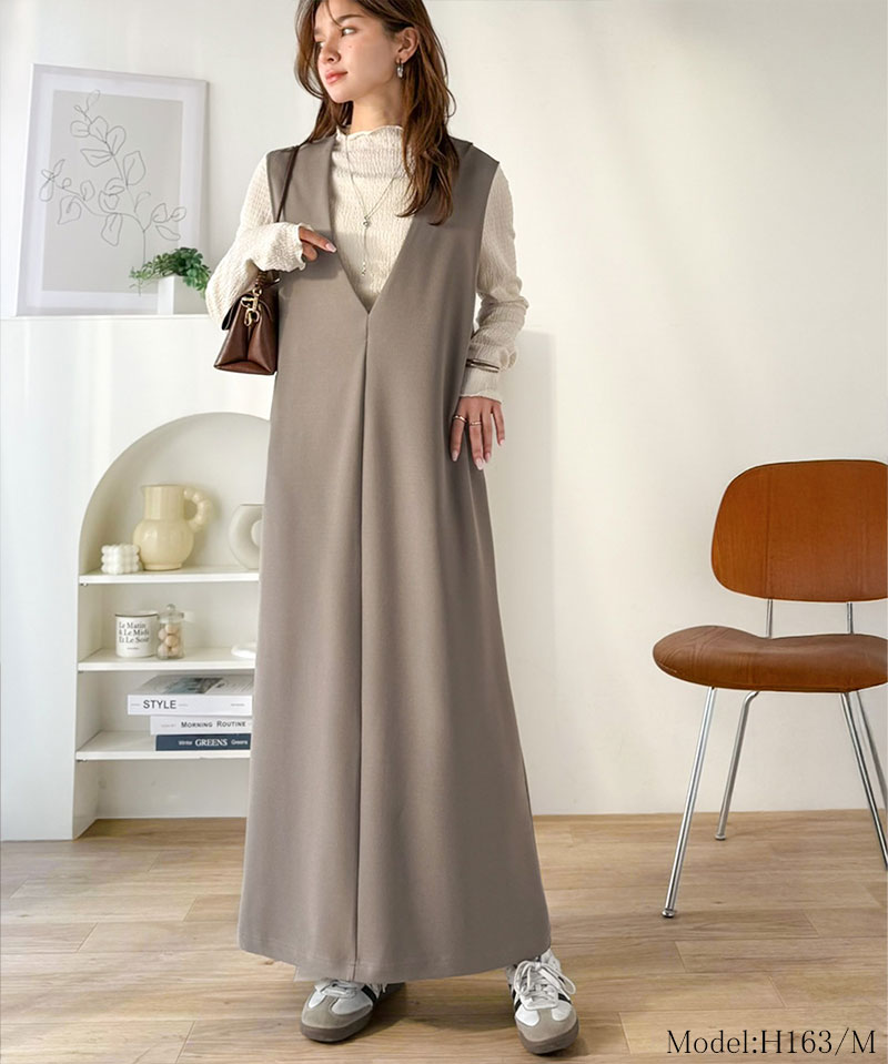 【 クラシカルエルフ classical elf 】 ワンピース 春 きれいめ レディース 落ち感 上品 カット ジョーゼット ワンピ ロング丈 レイヤードコーデ | classicalelf | 12