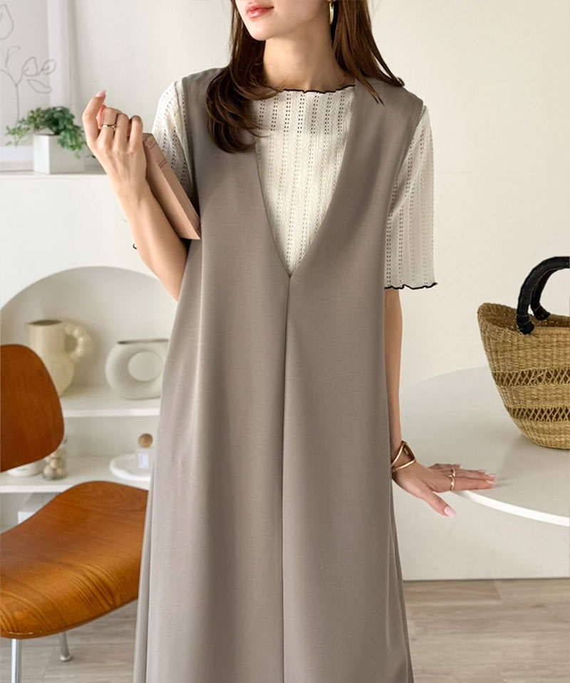 【 クラシカルエルフ classical elf 】 ワンピース 春 きれいめ レディース 落ち感 上品 カット ジョーゼット ワンピ ロング丈 レイヤードコーデ | classicalelf | 13