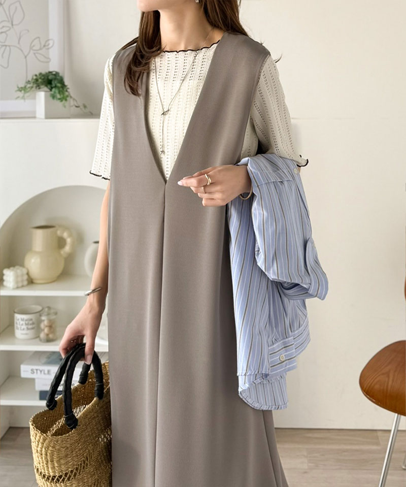 【 クラシカルエルフ classical elf 】 ワンピース 春 きれいめ レディース 落ち感 上品 カット ジョーゼット ワンピ ロング丈 レイヤードコーデ | classicalelf | 14