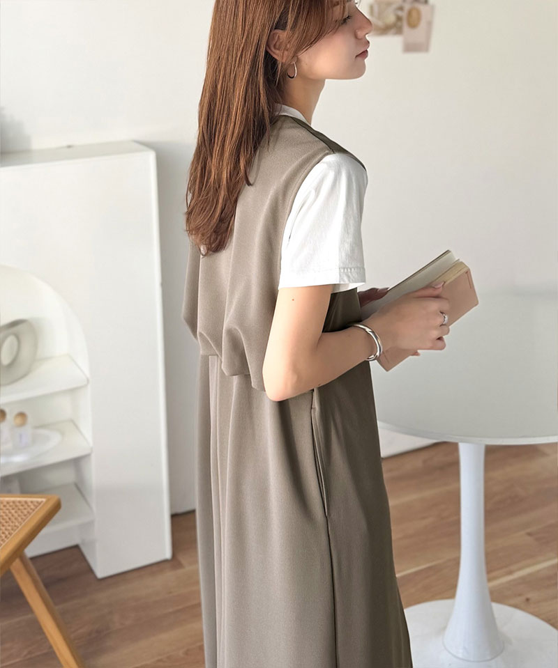 【 クラシカルエルフ classical elf 】 ワンピース 春 きれいめ レディース 落ち感 上品 カット ジョーゼット ワンピ ロング丈 レイヤードコーデ | classicalelf | 15