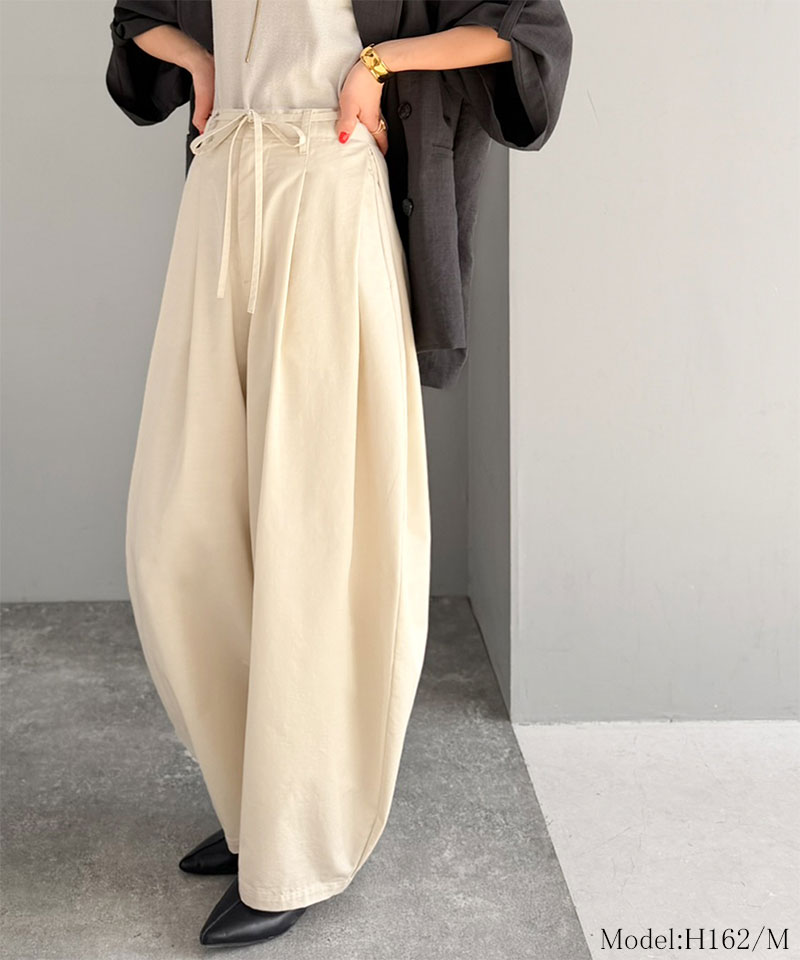 【 クラシカルエルフ classical elf 】イージーパンツ レディース ボトムス パンツ ハイウエスト 2タック ワイド コクーンパンツ スカンツ ガウチョ | classicalelf | 02