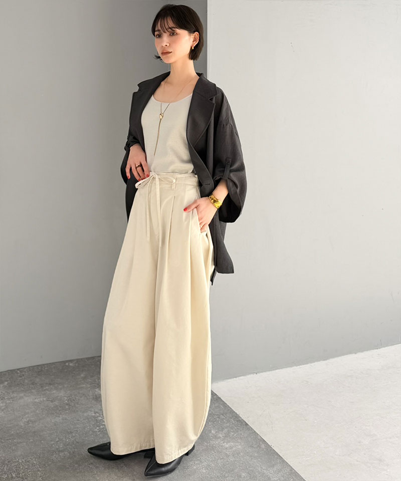 【 クラシカルエルフ classical elf 】イージーパンツ レディース ボトムス パンツ ハイウエスト 2タック ワイド コクーンパンツ スカンツ ガウチョ | classicalelf | 05