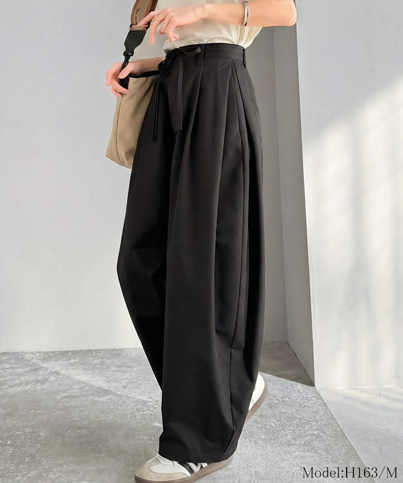 【 クラシカルエルフ classical elf 】イージーパンツ レディース ボトムス パンツ ハイウエスト 2タック ワイド コクーンパンツ スカンツ ガウチョ | classicalelf | 07