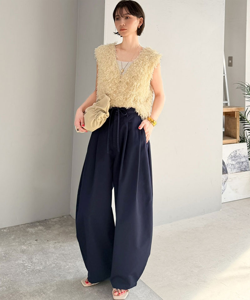 【 クラシカルエルフ classical elf 】イージーパンツ レディース ボトムス パンツ ハイウエスト 2タック ワイド コクーンパンツ スカンツ ガウチョ | classicalelf | 14