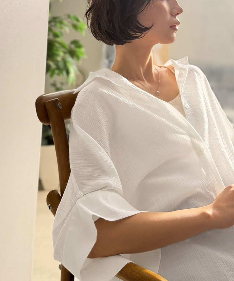 【 クラシカルエルフ classical elf 】 シャツ レディース おしゃれ トップス 軽やかな透け感 袖 2way | classicalelf | 03