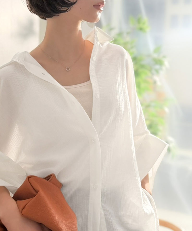 【 クラシカルエルフ classical elf 】 シャツ レディース おしゃれ トップス 軽やかな透け感 袖 2way | classicalelf | 04