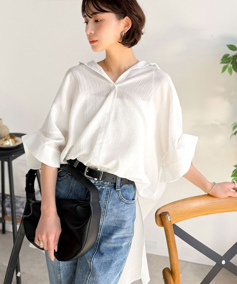 【 クラシカルエルフ classical elf 】 シャツ レディース おしゃれ トップス 軽やかな透け感 袖 2way | classicalelf | 05