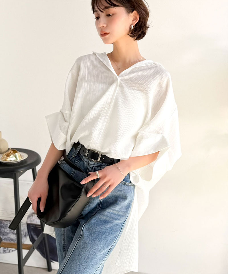【 クラシカルエルフ classical elf 】 シャツ レディース おしゃれ トップス 軽やかな透け感 袖 2way | classicalelf | 06