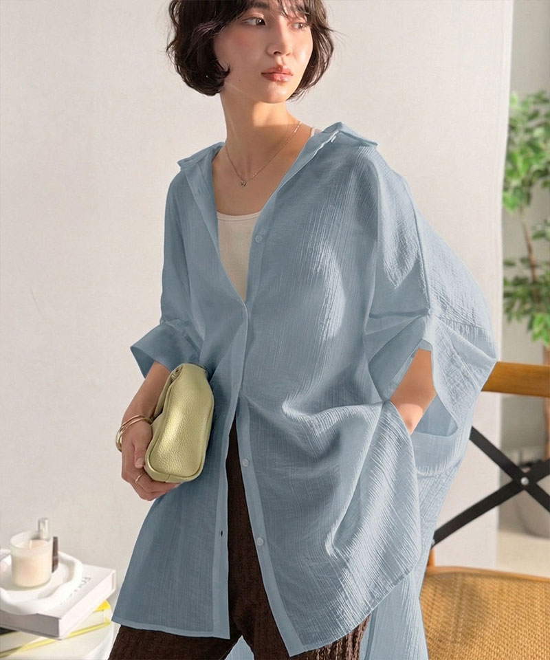 【 クラシカルエルフ classical elf 】 シャツ レディース おしゃれ トップス 軽やかな透け感 袖 2way | classicalelf | 08