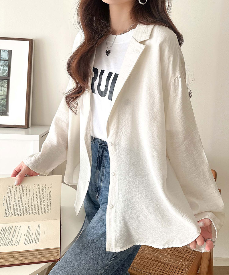 【 クラシカルエルフ classical elf 】開襟シャツ レディース シアートップス 羽織り レディース 長袖 シャツ ヴィンテージ ライク シアー 長袖 | classicalelf | 04