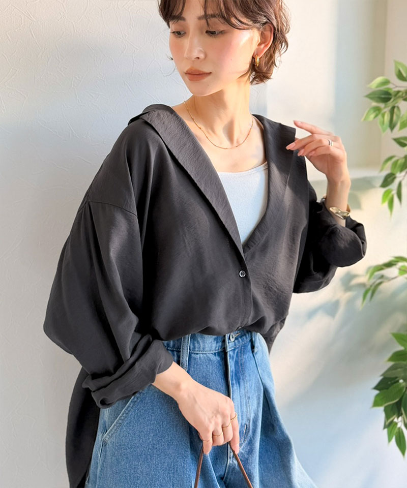 【 クラシカルエルフ classical elf 】開襟シャツ レディース シアートップス 羽織り レディース 長袖 シャツ ヴィンテージ ライク シアー 長袖 | classicalelf | 08