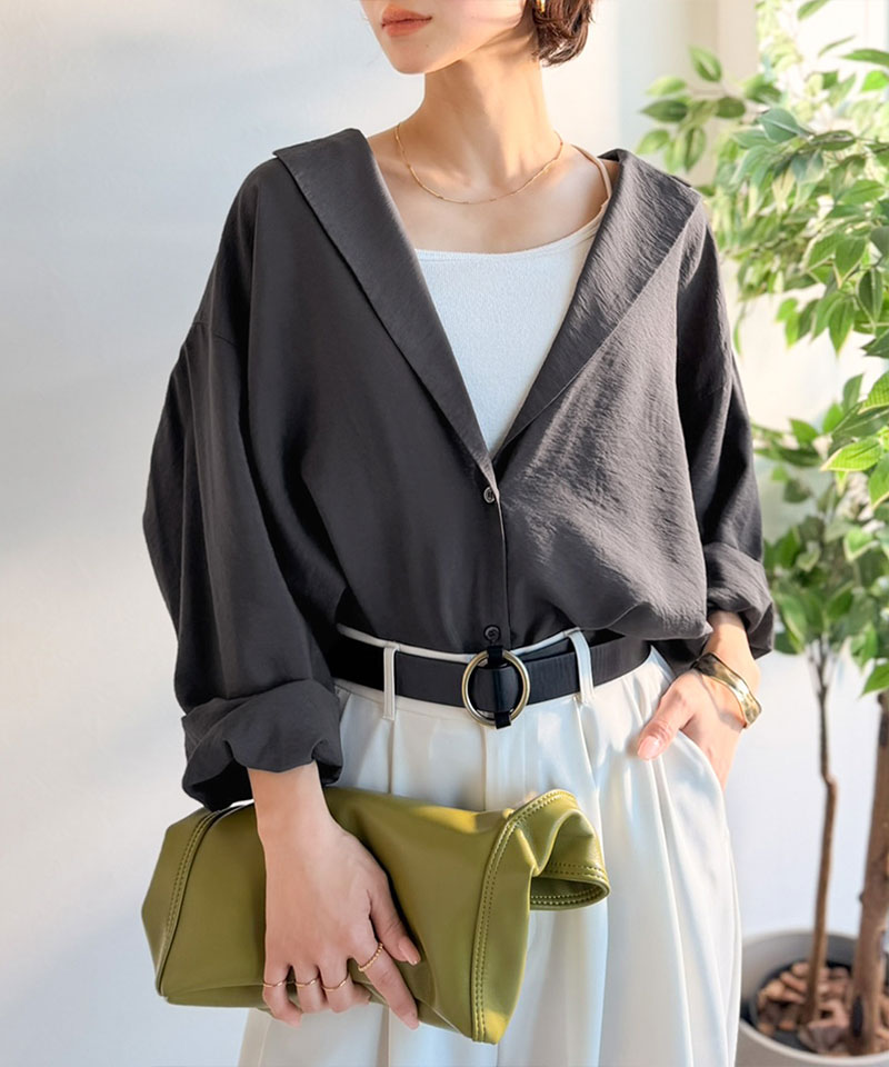 【 クラシカルエルフ classical elf 】開襟シャツ レディース シアートップス 羽織り レディース 長袖 シャツ ヴィンテージ ライク シアー 長袖 | classicalelf | 09