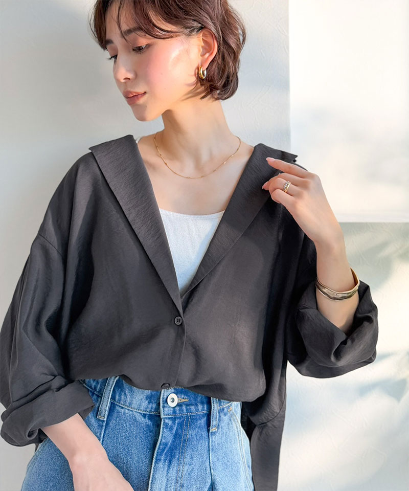 【 クラシカルエルフ classical elf 】開襟シャツ レディース シアートップス 羽織り レディース 長袖 シャツ ヴィンテージ ライク シアー 長袖 | classicalelf | 11