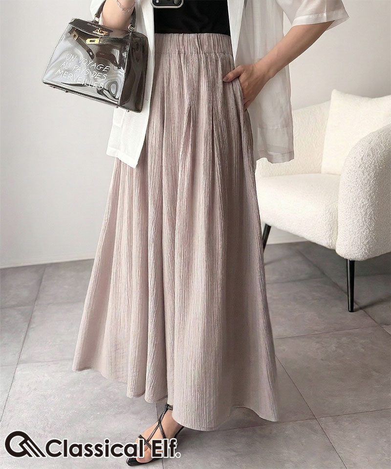 【 クラシカルエルフ classical elf 】イージーパンツ レディース ボトムス パンツ スカート見え さらり シアー ワッシャー スカンツ ガウチョ | classicalelf