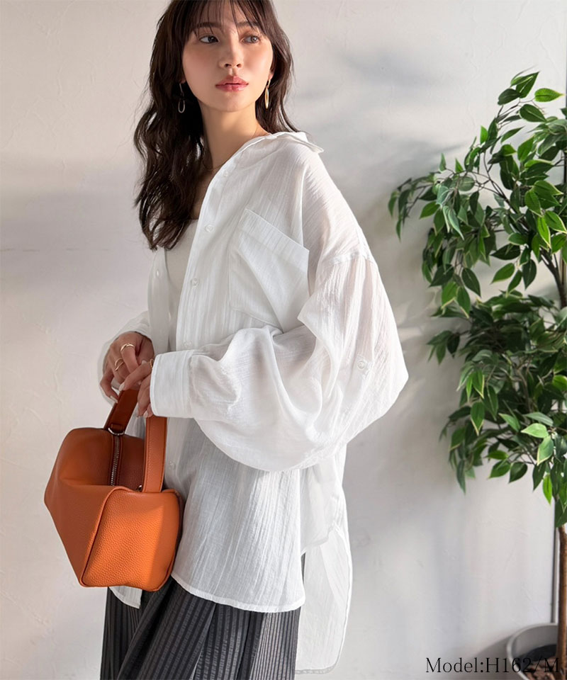 【 クラシカルエルフ classical elf 】オーバーシャツ レディース トップス シャツ ボイルシャンブレー ベーシック ランドヘム オーバーサイズ ブラウス | classicalelf | 02