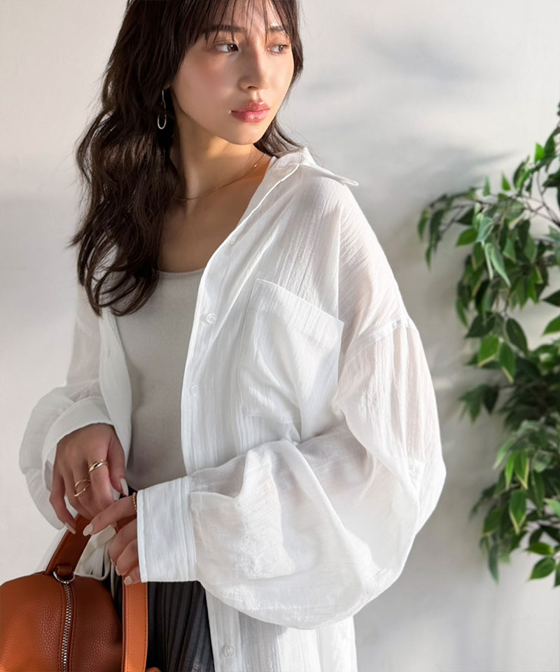 【 クラシカルエルフ classical elf 】オーバーシャツ レディース トップス シャツ ボイルシャンブレー ベーシック ランドヘム オーバーサイズ ブラウス | classicalelf | 03