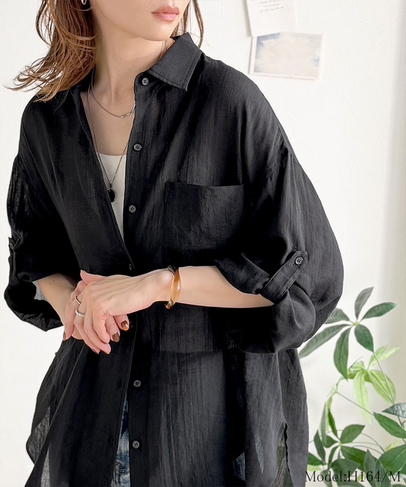 【 クラシカルエルフ classical elf 】オーバーシャツ レディース トップス シャツ ボイルシャンブレー ベーシック ランドヘム オーバーサイズ ブラウス | classicalelf | 05