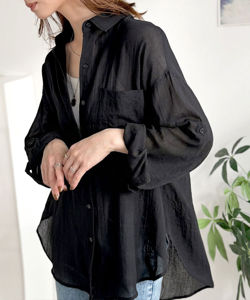 【 クラシカルエルフ classical elf 】オーバーシャツ レディース トップス シャツ ボイルシャンブレー ベーシック ランドヘム オーバーサイズ ブラウス | classicalelf | 06